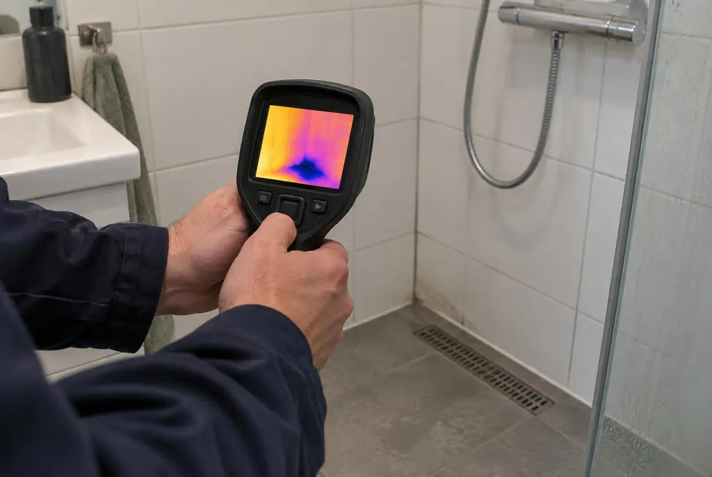 Lekdetectie Gouda – lekdetectiespecialist met warmtebeeldcamera in een badkamer